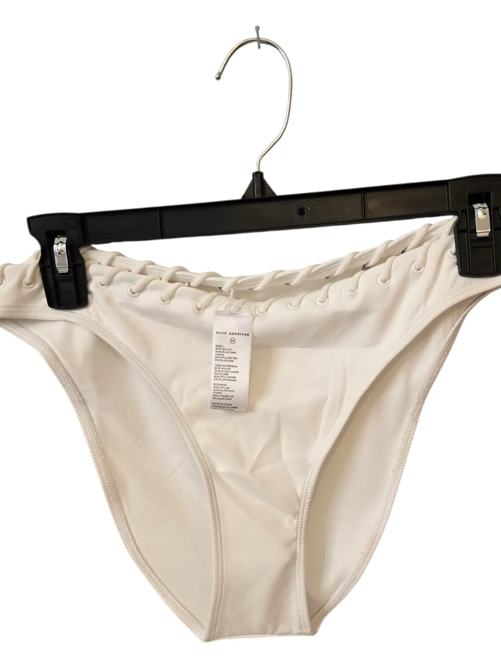 Good American Whip Stitch Full Bikini Bottom - White NWT Size M